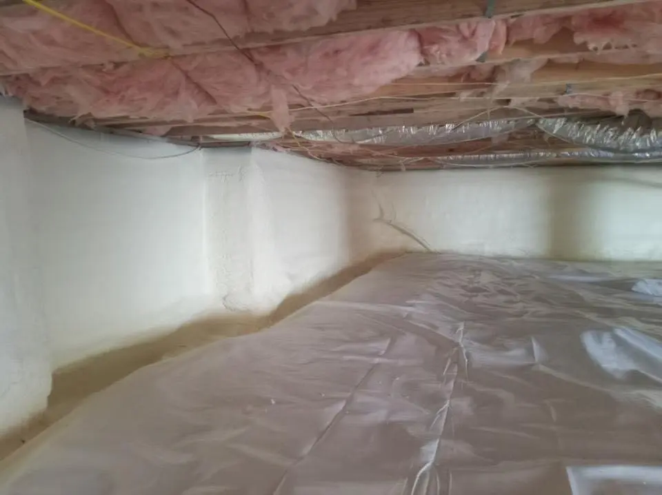 Crawl space encapsulation with closed-cell spray foam for Metal Roof Coating in Brandon